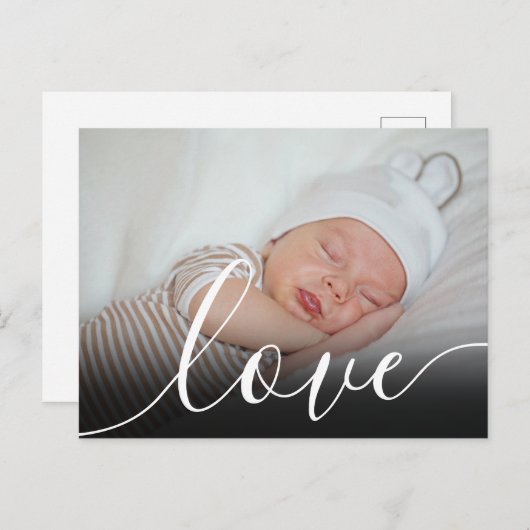 Eenvoudige Baby Fotoscript Geboorte Aankondiging Briefkaart (Voorkant / Achterkant)