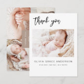 Eenvoudige Baby Hartelijk dank voor de elegante fo Aankondigingskaart (Voorkant / Achterkant)