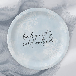 Eenvoudige Baby Het is Koud Buiten Winter Baby sho Papieren Bordje
