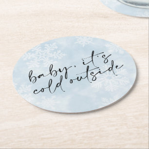 Eenvoudige Baby Het is Koud Buiten Winter Baby sho Ronde Kartonnen Onderzetter