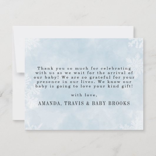 Eenvoudige Baby Het is koud Buiten Winter Douche F Bedankkaart (Achterkant)