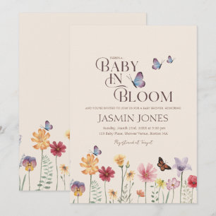 Eenvoudige Baby in Bloom Wildflower Baby shower Kaart