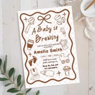 Eenvoudige Baby Is Brouwende Doodle Coffee Baby Sh Kaart