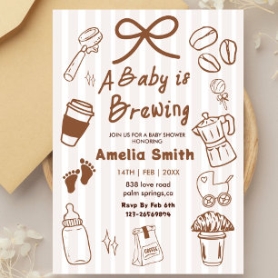 Eenvoudige Baby Is Brouwende Doodle Coffee Baby Sh Kaart