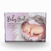 Eenvoudige baby meisje aankondiging Modern Script Fotoblokken (Voorkant)