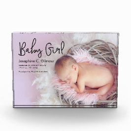 Eenvoudige baby meisje aankondiging Modern Script Fotoblokken