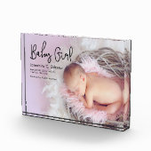 Eenvoudige baby meisje aankondiging Modern Script Fotoblokken (Rechts)