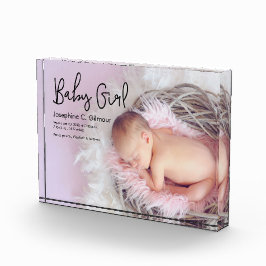 Eenvoudige baby meisje aankondiging Modern Script Fotoblokken
