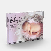 Eenvoudige baby meisje aankondiging Modern Script Fotoblokken (Links)