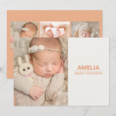 Eenvoudige Baby Meisje Foto Monogram Geboorteaanko Kaart (Voorkant / Achterkant)