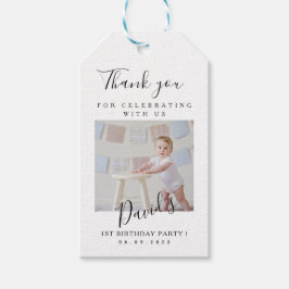 Eenvoudige Baby met één eerste verjaardag foto Cadeaulabel