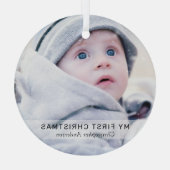 Eenvoudige Baby 'Mijn eerste Kerstmis'-foto Keepom Glas Ornament (Achterkant)