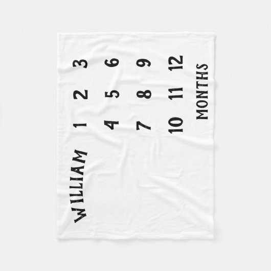 Eenvoudige Baby Milestone Maandelijkse Babydeken Fleece Deken (Voorkant)