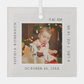 Eenvoudige Baby Naam & Geboortestatistieken Foto K Glas Ornament (Voorkant)