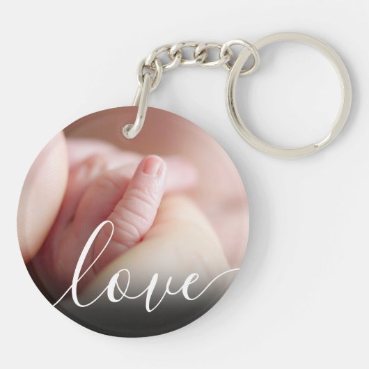 Eenvoudige Baby Photo Love Script Sleutelhanger (Achterkant)