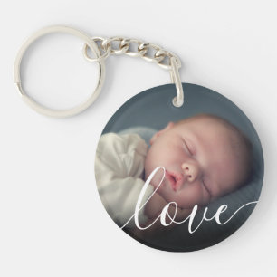 Eenvoudige Baby Photo Love Script Sleutelhanger