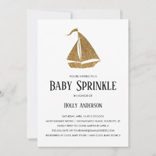 Eenvoudige Baby-prinkle Faux Gold Glitter Sailboot Kaart