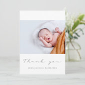 Eenvoudige baby shower foto bedankkaart (Staand voorkant)