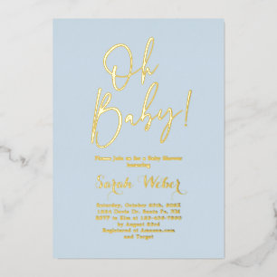 Eenvoudige baby shower jongen echte folie uitnodig uitnodiging
