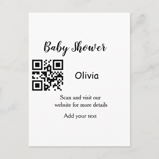 Eenvoudige baby shower website barcode QR voeg naa Briefkaart (Voorkant)