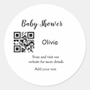 Eenvoudige baby shower website barcode QR voeg naa Ronde Sticker