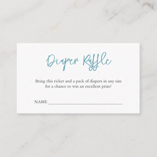 Eenvoudige Baby showers luier Raffle behuizing Informatiekaartje (Voorkant)