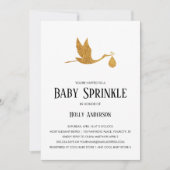 Eenvoudige Baby Sprinkle Faux Gold Foil Stork w Bu Kaart (Voorkant)