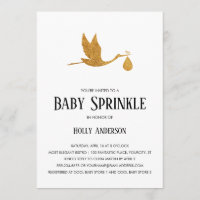 Eenvoudige Baby Sprinkle Faux Gold Foil Stork w Bu