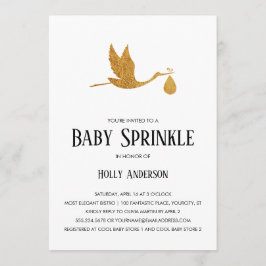 Eenvoudige Baby Sprinkle Faux Gold Foil Stork w Bu Kaart