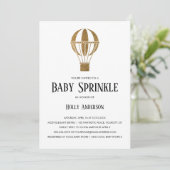 Eenvoudige Baby Sprinkle Gold Glitter Hot Air ball Kaart (Staand voorkant)