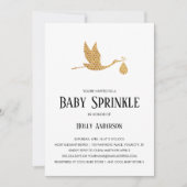 Eenvoudige Baby Sprinkle Preppy Gold Stork w Bundl Kaart (Voorkant)