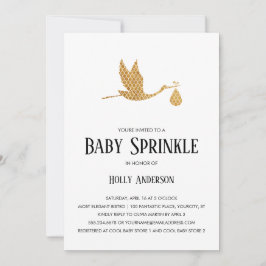 Eenvoudige Baby Sprinkle Preppy Gold Stork w Bundl Kaart