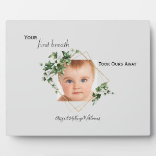 Eenvoudige babyfoto & naam uw eerste adem fotoplaat