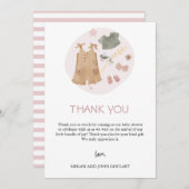 Eenvoudige babykleding Roze Baby shower Bedankkaart (Voorkant / Achterkant)