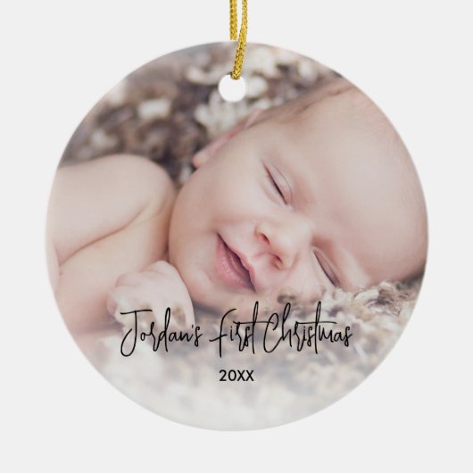 Eenvoudige baby's eerste Kerstmis Keramisch Ornament (Voorkant)