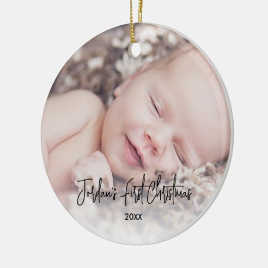 Eenvoudige baby's eerste Kerstmis Keramisch Ornament (Links)