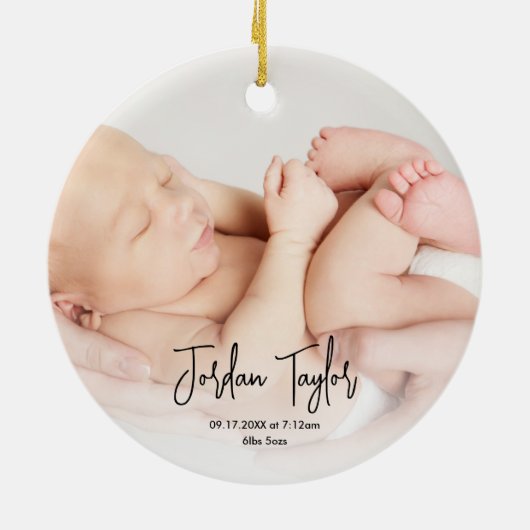 Eenvoudige baby's eerste Kerstmis Keramisch Ornament (Achterkant)