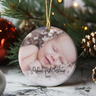 Eenvoudige baby's eerste Kerstmis Keramisch Ornament