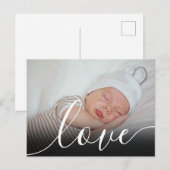 Eenvoudige babyscript geboorteaankondiging briefkaart (Voorkant / Achterkant)