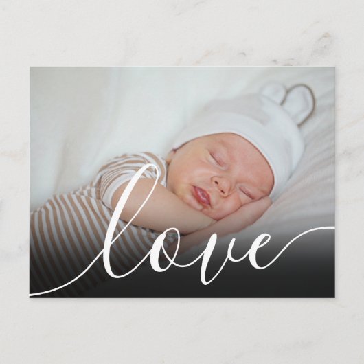 Eenvoudige babyscript geboorteaankondiging briefkaart (Voorkant)