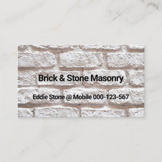 Eenvoudige bakstenen wandbouwer visitekaartje (Voorkant)