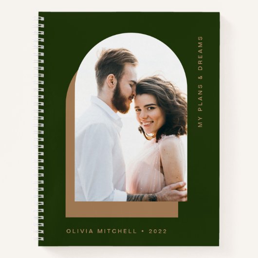 Eenvoudige balk | Modern Forest Green met foto Notitieboek (Voorkant)