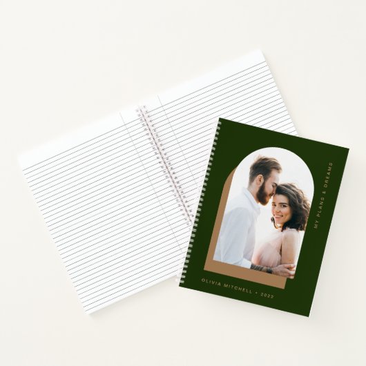 Eenvoudige balk | Modern Forest Green met foto Notitieboek (Binnen)