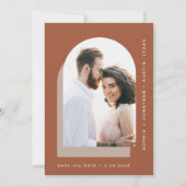 Eenvoudige balk | Modern Two Photo Terracotta Save The Date (Voorkant)