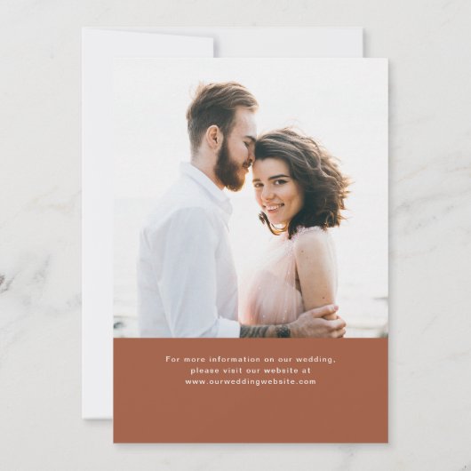 Eenvoudige balk | Modern Two Photo Terracotta Save The Date (Achterkant)