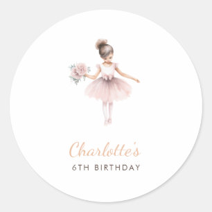 Eenvoudige Ballerina Elegante Waterverf Verjaardag Ronde Sticker