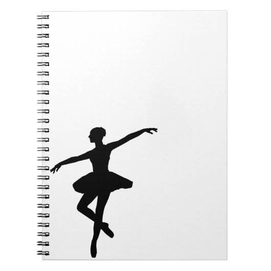 Eenvoudige Ballet Zwarte Witte Ballerina Notitieboek (Voorkant)