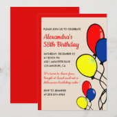 Eenvoudige ballonnen 58e verjaardag uitnodigingen (Voorkant / Achterkant)