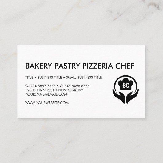 Eenvoudige banketbakker Pizzeria Cook Visitekaartje (Achterkant)