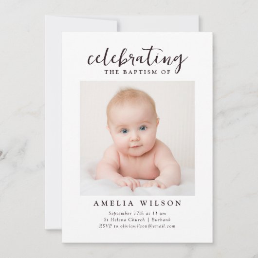 Eenvoudige Baptisemfoto Kaart (Voorkant)